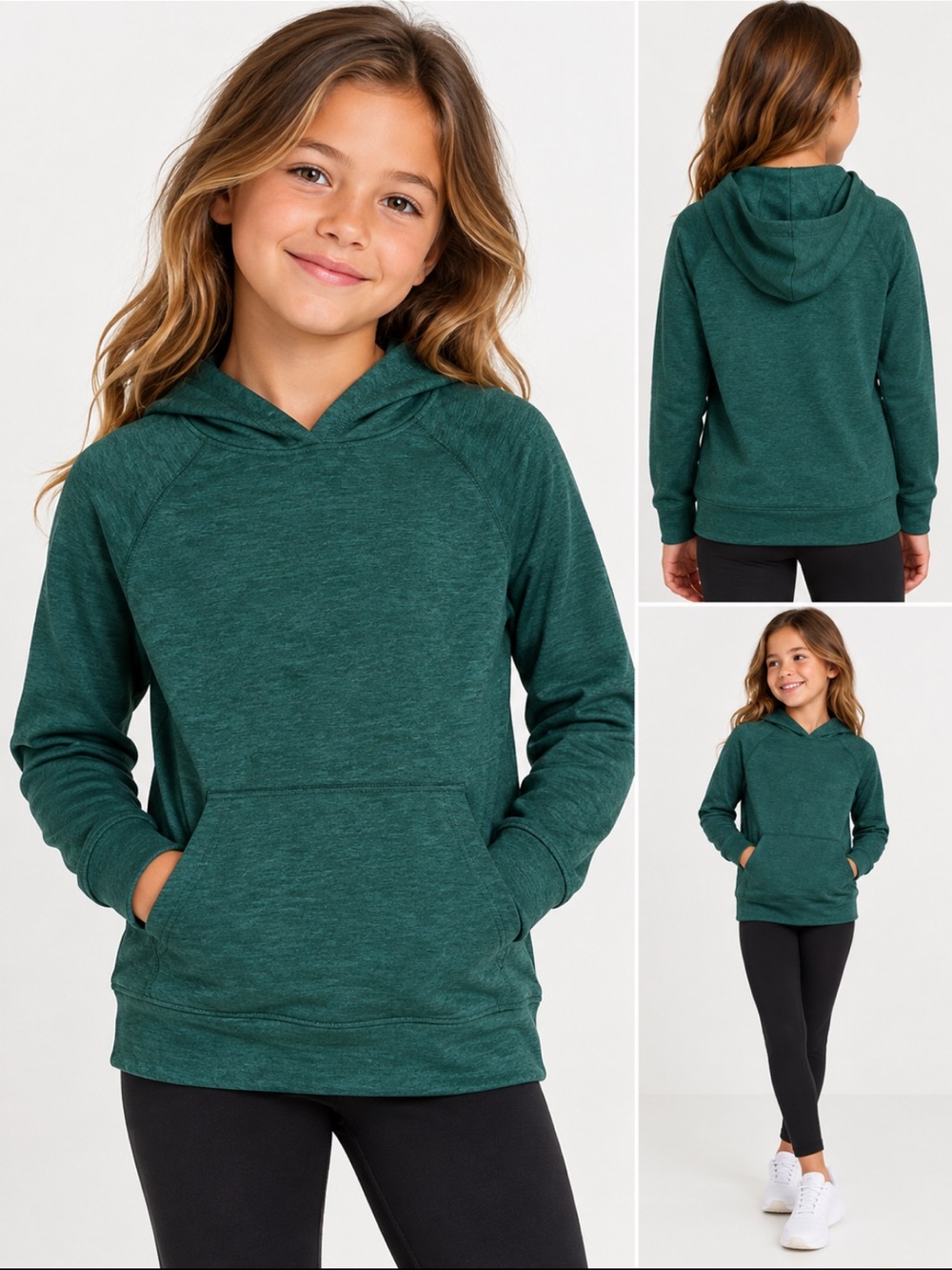 Jumping Beans Active Girls 7 Green Hooded Pullover Performance Hoodie